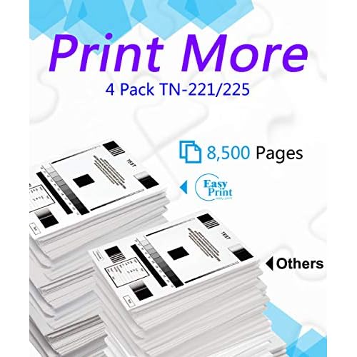 (BK/C/M/Y) Compatible TN221 TN225 Toner Cartridges Replacement for TN-221 TN-225 HL-3150CDW 3152CDW 3170C 3180CDW MFC-9130CW 9140CDN 9330CDW Printer, (Total-4 Pack)